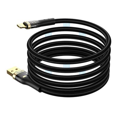  كابل مغناطيسي USB-A إلى Lightning من Green Lion مع عمر افتراضي يصل إلى 10000 ثنية، 12 وات، آمن ومضمون، شحن ومزامنة، متوافق مع نطاق واسع، طول الكابل 1 متر - أسود