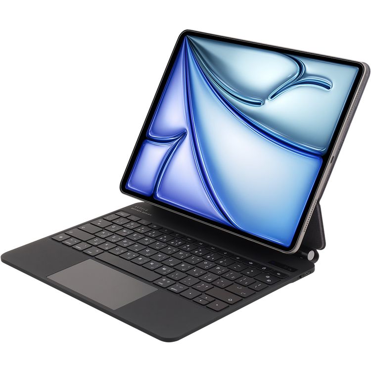 Levelo AeroBoard Saffanio Leather Wireless Keyboard for iPad Pro 11" & iPad Air 11" M3 (2025) with Multi-Gesture Trackpad, 300 Hours Standby Time, Up to 130° Adjustable Angle - Black