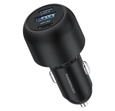Powerology Ultra-Quick Car Charger 130W with 0.9m (3ft) Type-C To Type-C Cable - Black