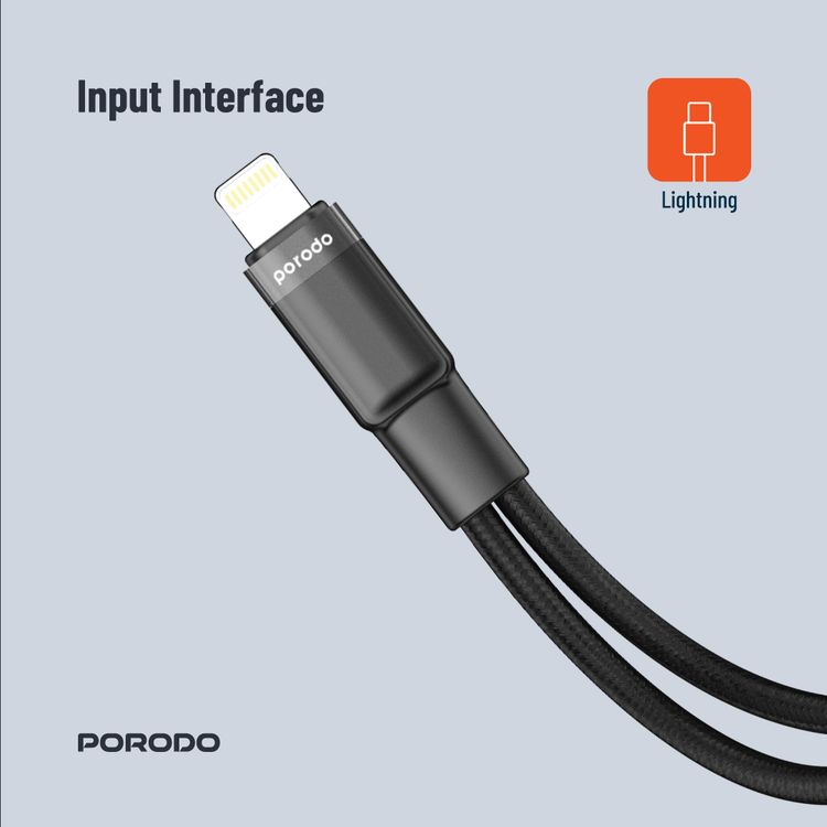 بورودو لايتنينج موصل الصوت ومحول الشحن - أسود - 12 سم