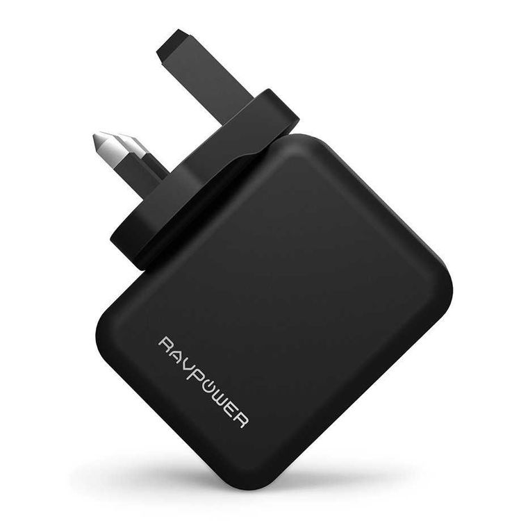 RAVPower 24W 4.8A Dual USB Wall Charger UK with iSmart Technology & LED Indicator - Portable Power Adapter w/ High-temperature & Over-charging Protection - Compact Design - Black