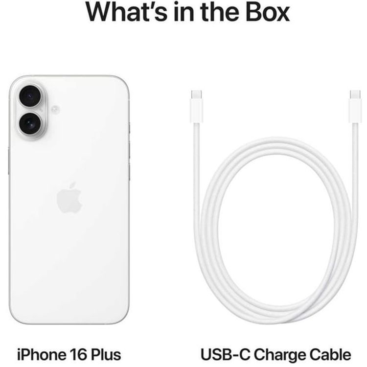 Apple iPhone 16 Plus with 256GB Capacity, 6.7‑inch Screen Size, USB-C Connector Type, 6‑Core CPU, 5‑Core GPU, 5G Network Technology, Splash, Water & Dust Resistant, Middle East Version - White