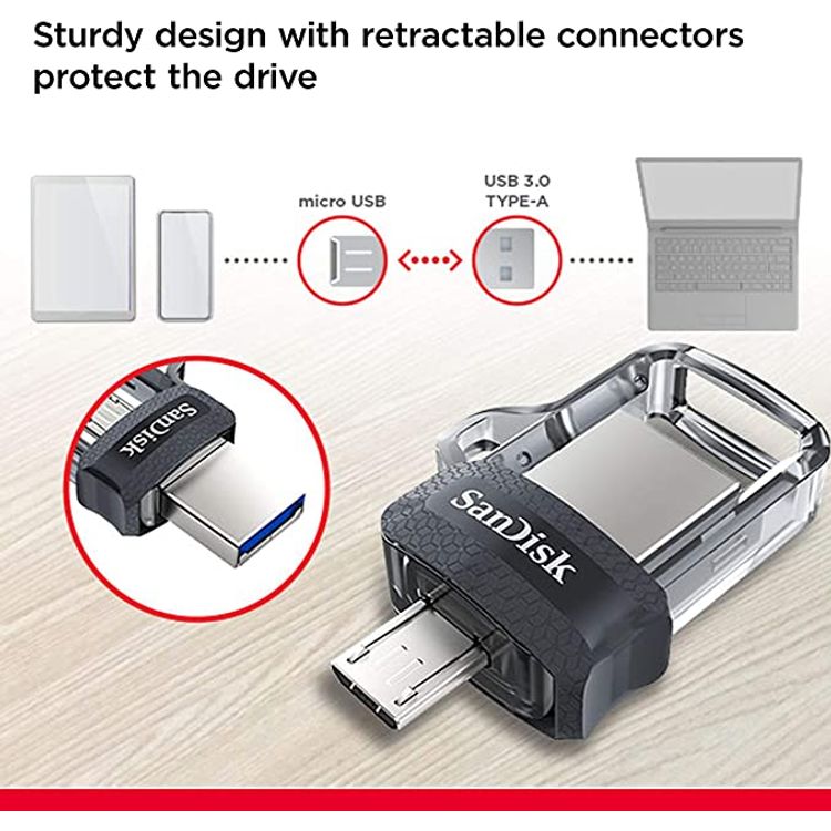 SanDisk SDDD3-032G-G46 Ultra Dual Flash Drive m3.0 for Andriod Smartphones - 32GB- Black (Pack of1)