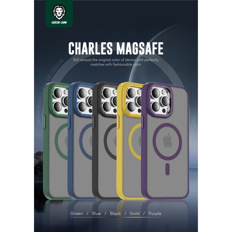 Green Lion Charles Magsafe Case for iPhone 14 Pro Max - Gold