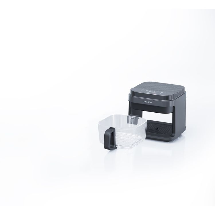 مقلاة هوائية بوعاء زجاجي من بورودو لايف ستايل، سعة 5.5 لتر، قوة 1200 واط - أسود