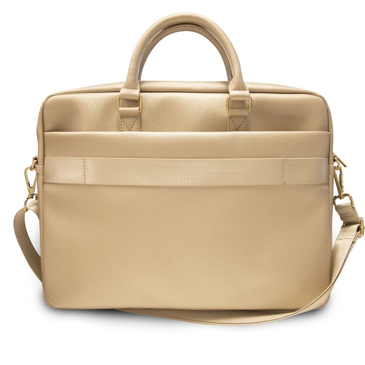 حقيبة كمبيوتر من سي جي موبايل غيس من مادة بولي يوريثان سيناريو سافيانو 15 بوصة مع حزام كتف قابل للتعديل متوافق مع ماك بوك ، حقيبة تخزين محمولة رفيعة وخفيفة الوزن ، غطاء واقٍ مع سحاب مناسب للخارج ، الأعمال ، المكتب ، المدرسة المرخصة رسميًا - ذهبي