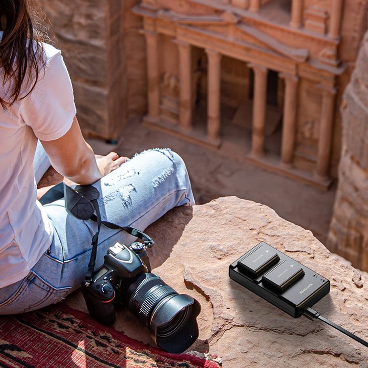 RAVPower NP-FW50 Camera Battery Charger Set with Moistureproof Case Compatible for Sony A6000, A6500, A6300, A7, A7II, A7SII, A7S, A7S2, A7R, A7R2, A7RII, A55 (2-Pack, 1100mAh)