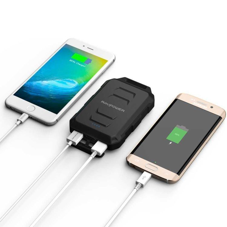 RAVPower Portable Power Bank 10050mAh Waterproof, Shockproof and Dustproof Portable Charger, 3.4A Dual Output, 2.4A and 1A, iSmart Fast Charging Technology, Overheating Protection