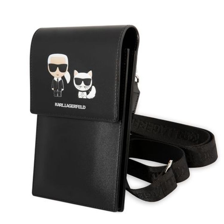 Karl Lagerfeld Wallet With Embossed Karl & Choupette Logo, Bag for Phone, Document, Money or Key and etc. - Black
