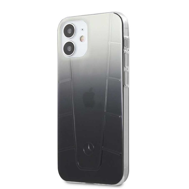 CG MOBILE Mercedes-Benz Transparent Phone Case Embossed 2 Compatible for iPhone 12 Mini (5.4 ) Officially Licensed - Black Gradient