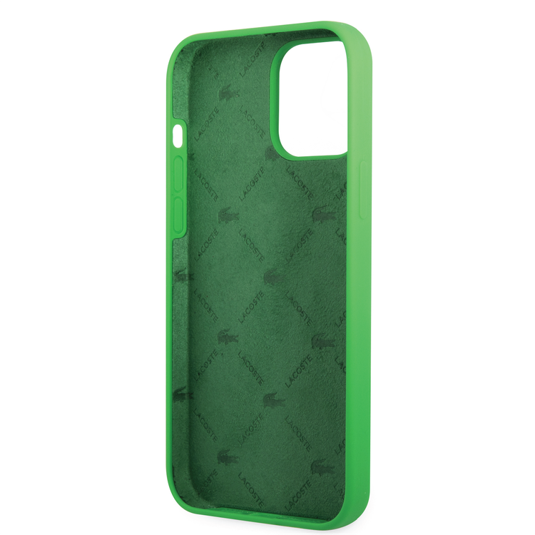 Lacoste Hard Case Liquid Silicone / Microfiber Glossy Printing Logo Compatible with iPhone 14 Pro - Green