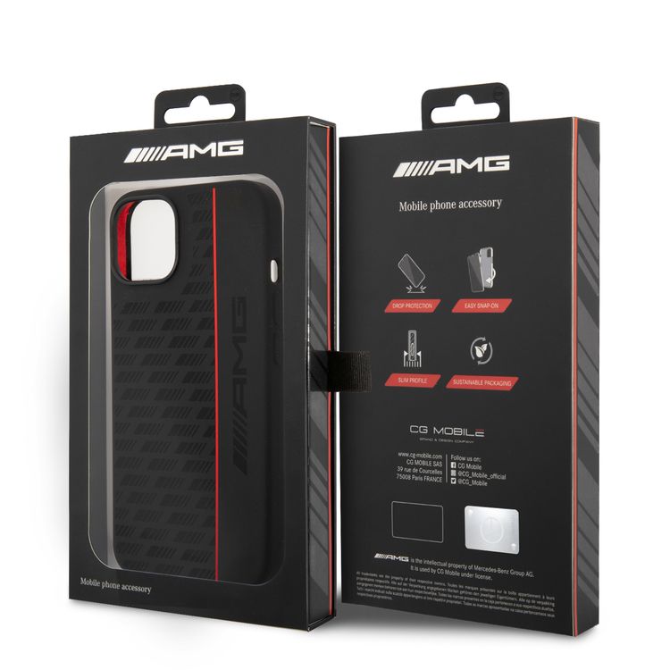 AMG Liquid Silicone Case - Carbon Pattern, Bumper Protection iPhone 14 Plus Compatibility - Black