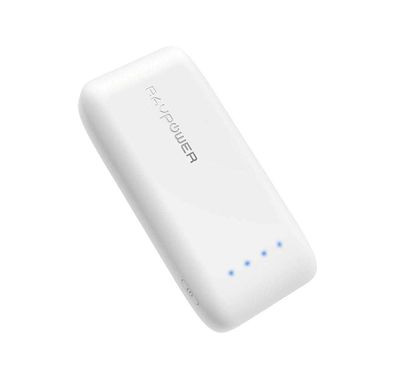 باور بانك RAVPower سعة 6700 مللي أمبير مع تقنية iSmart 2.0، مؤشرات بطارية LED مدمجة، تصميم بحجم راحة اليد، مدخل Micro-USB 2A ومخرج USB-A 2.4A - باللون الأبيض