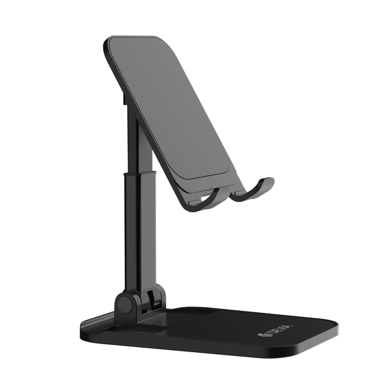 Devia Desktop Folding Stand For Phone, Anti-Slip Design, Safe & Secured, Portable Stand for Smartphones  Bedside, Office, Kitchen Table - Black