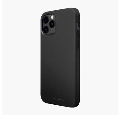 Viva Madrid Ferro Liquid Silicone Back Case with Micro-Fibre Lining & Embedded MagSafe Magnet, Shock Absorbent Full Protection Compatible for iPhone 12 Pro Max 6.7" - Black