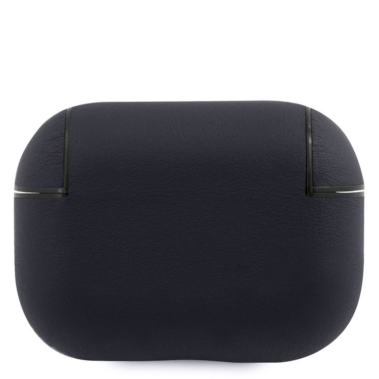 بي أم دبليو جراب من الجلد الأصلي للكمبيوتر الشخصي مع شعار معدني فضي لسماعات ايربودز برو ، مضاد للصدمات - كحلي