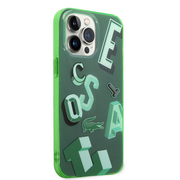 Lacoste Hard Case IML Double Layer & Dyed Bumper Lettrines Compatible with iPhone 14 Pro Max - Green