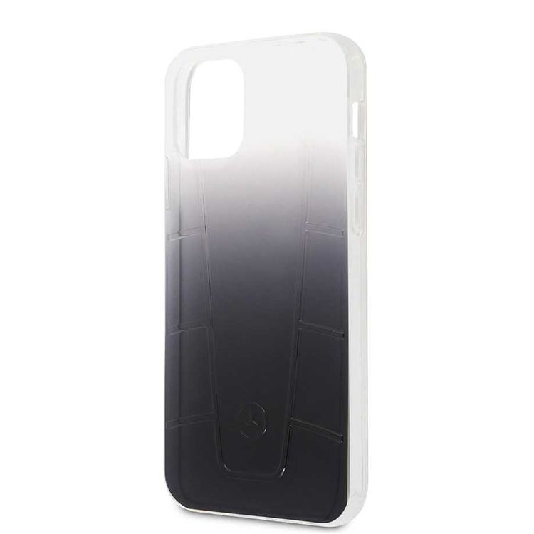 CG Mobile Mercedes-Benz Transparent Case Embossed 2 Compatible for iPhone 12 Pro Max(6.7") Shock & Scratch Resistant, Easy Access to All Ports, Drop Protection Back Cover Suitable with Wireless Chargers Officially Licensed - Black Gradient