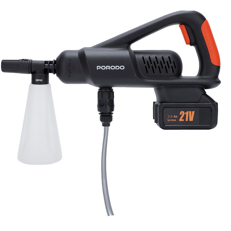 بورودو آلة غسيل سيارات 6 في 1 بدون فرشاة مع تحكم في السرعة، طرف رش متعدد الوظائف، توصيل مياه بثلاث نقاط، ضغط قابل للتكيف - أسود