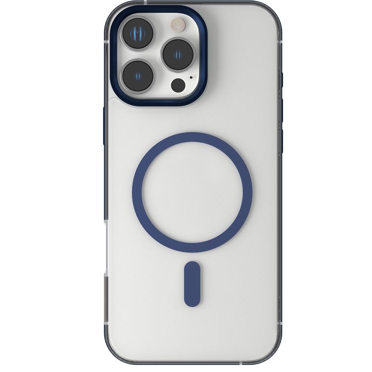 Levelo Claire Magsafe Case with Aluminum Bumper Case for iPhone 16 Pro , Hybrid Case, MagSafe Compatibility - Blue