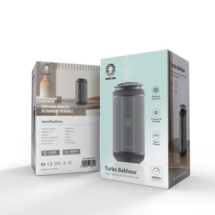 Green Lion Turbo Bakhour High Quality Car Incense Burner - Grey