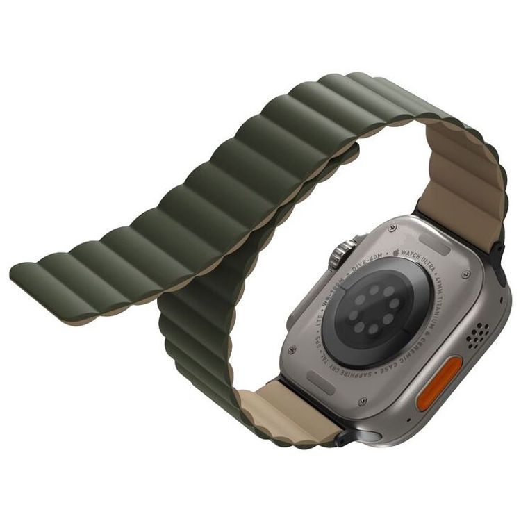 Uniq Revix Reversible Magnetic Strap for Apple Watch - Moss Green/Tan