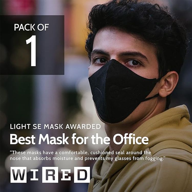 AirPOP Light SE (1pc) with TPE Cushioned Nose Seal - Skin-friendly Face Covering - Fit & Comfortable Easy Breathing Face Mask for Virus & Pollutant Protection - Black