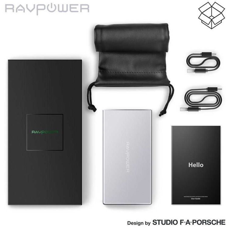 RAVPower External Battery Pack 20100mAh Power Bank - Dual iSmart 2.0 Ports - Fast Charging Connector - Sleek Edges Portable Charger Powerbank with Fire-proof Protection - Silver