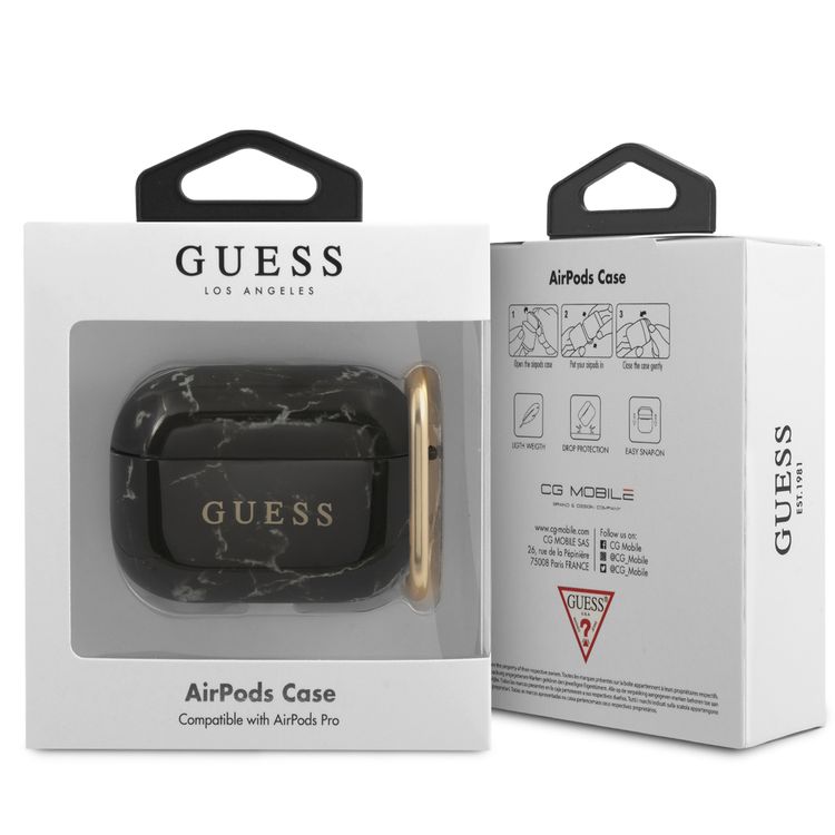 سي جي موبايل جيس تأثير رخامي من مادة بولي يوريثان الحراري مع حلقة مضادة للفقد متوافقة مع ايربودز برو ، ومقاومة للخدش ، وامتصاص الصدمات ، وحماية من السقوط ، وغطاء واقٍ مقاوم للغبار مرخص رسميًا -