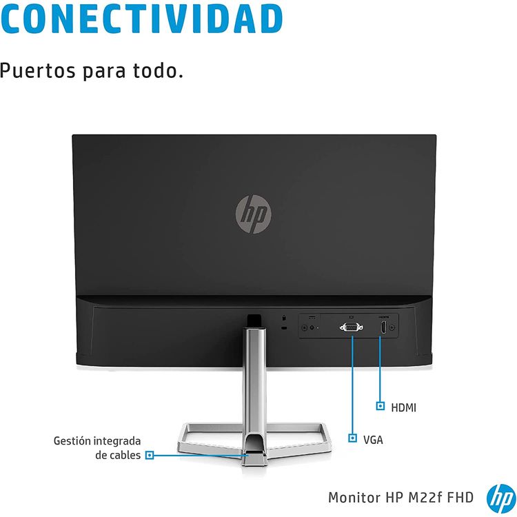 HP Monitor M22F Full HD IPS (21.5 Inch) - Silver Black - 22 Inch