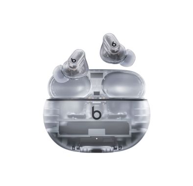 Beats Studio Buds with Dual Beamforming Microphones, Up to 1.6x more Active Noise Cancelling, Up to 36 Hours Playtime with Charging Case, 3x Larger Microphones for Crisp, Clear Calls, 8.2mm Driver Size, Lightweight - Transparent