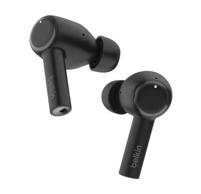 Belkin SoundForm Pulse Noise Cancelling Earbuds, Three Mics Per Earbud, 12 mm Dynamic Drivers, Comfortable Fit, Mono Mode, 35 Hours Battery Life - Black