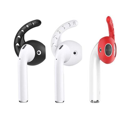 AhaStyle Premium Silicone Earhooks Coverfor Airpods 1/2 ( 3 pairs ) Anti-fall Suitable for Jogging, Cycling, Gym & Fitness Activities -Black/White/Red