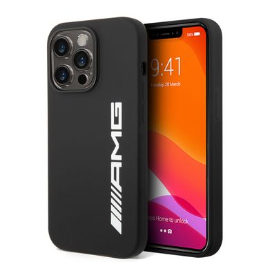 AMG Liquid Silicone Case with Colorful AMG Logo Bumper ProtectioniPhone 14 Pro Compatibility - White