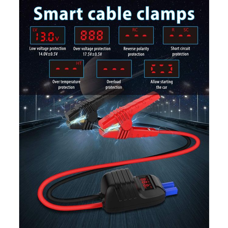 UTRAI Jstar Mini Jump Starter Car Battery, Smart Clip with Battery Detection, 12V 1000A (Up to 6.0L Gas or 4.5L Diesel Engine), Power Pack Auto Battery Booster with LED Light - Black / Red 