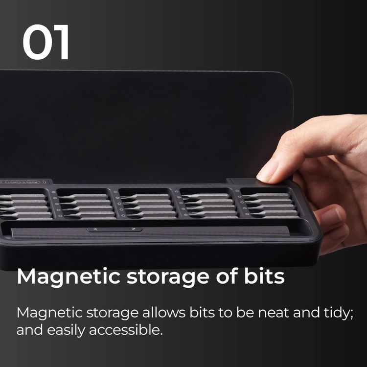 Powerology 25 in 1 Electric Screwdriver Set with Aluminum Alloy - Grey