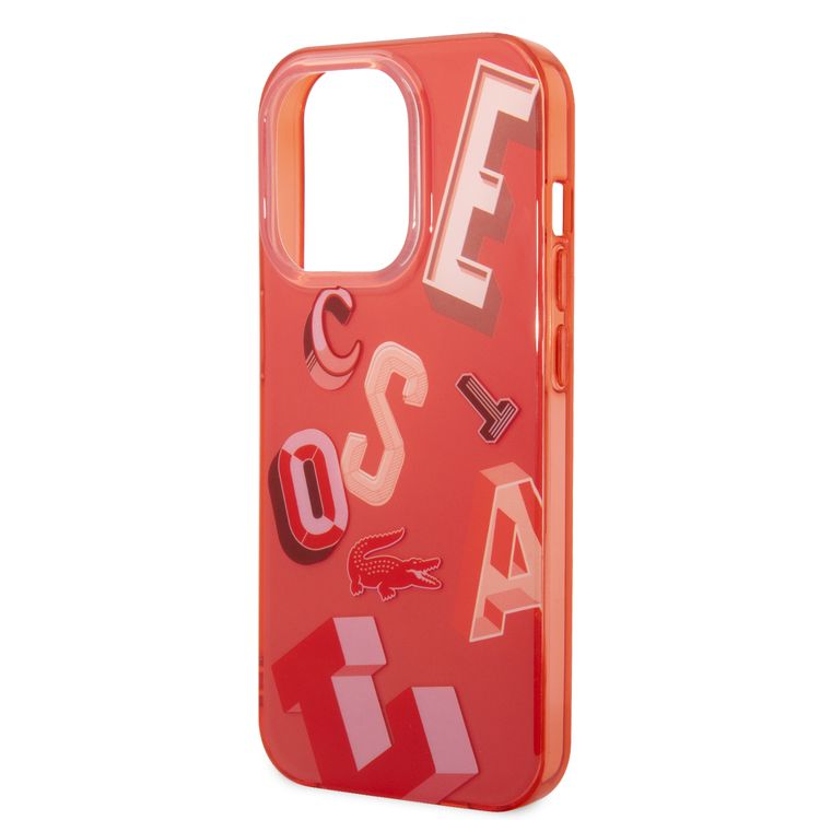 Lacoste Hard Case IML Double Layer & Dyed Bumper Lettrines Compatible with iPhone 14 Pro - Red