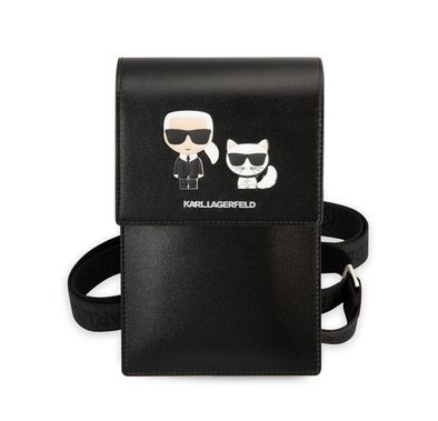Karl Lagerfeld Wallet With Embossed Karl & Choupette Logo, Bag for Phone, Document, Money or Key and etc. - Black