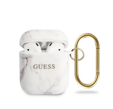 سي جي موبايل جيس تأثير رخامي من مادة بولي يوريثان الحراري مع حلقة مضادة للفقد متوافقة مع ايربودز 1/2 ، ومقاومة للخدش ، وامتصاص الصدمات ، وحماية من السقوط ، وغطاء واقٍ مقاوم للغبار مرخص رسميًا - ، ابيض