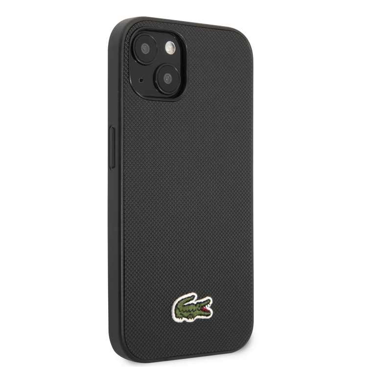 Lacoste Hard Case Iconic Petit Pique PU Woven Logo Estragon Compatible with iPhone 14 Plus - Black