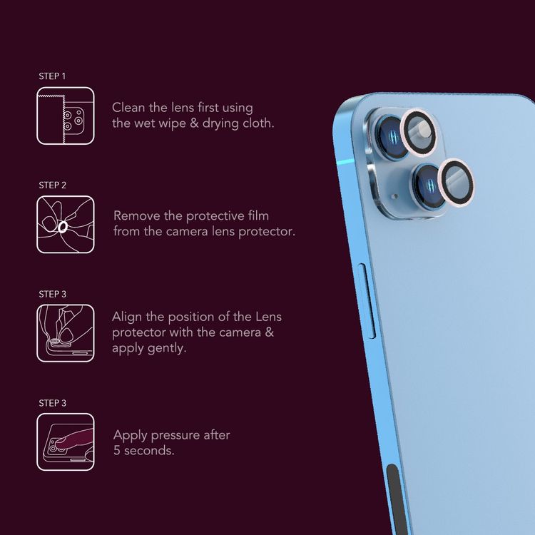 حامي عدسة LEVELO Lucent Duo متوافق مع آيفون 13 ميني و13 (قطعتين)، صلابة 9H، خالٍ من الفقاعات، فائق النحافة ويغطي بالكامل، حامي عدسة الكاميرا، مقاوم للخدش - وردي