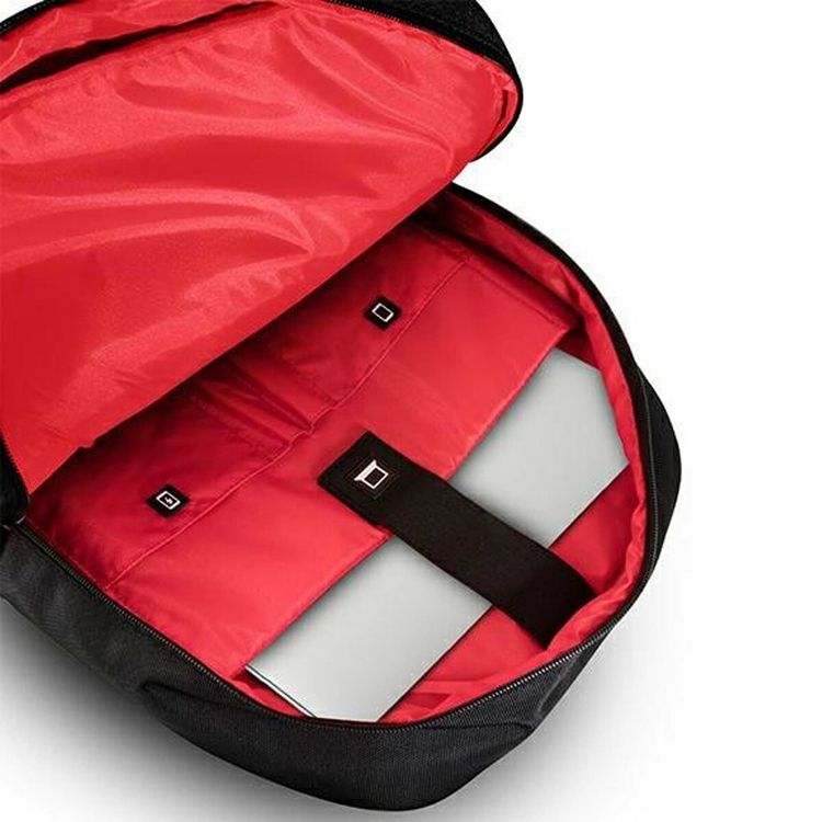 حقيبة ظهر سي جي موبايل فيراري سكوديريا جديدة بسيطة من النايلون والكمبيوتر الشخصي متوافقة مع أجهزة ايباد مقاس 15 بوصة والأجهزة اللوحية والكمبيوتر المحمول وأشرطة كتف مبطنة قابلة للتعديل مرخصة رسميًا - أسود