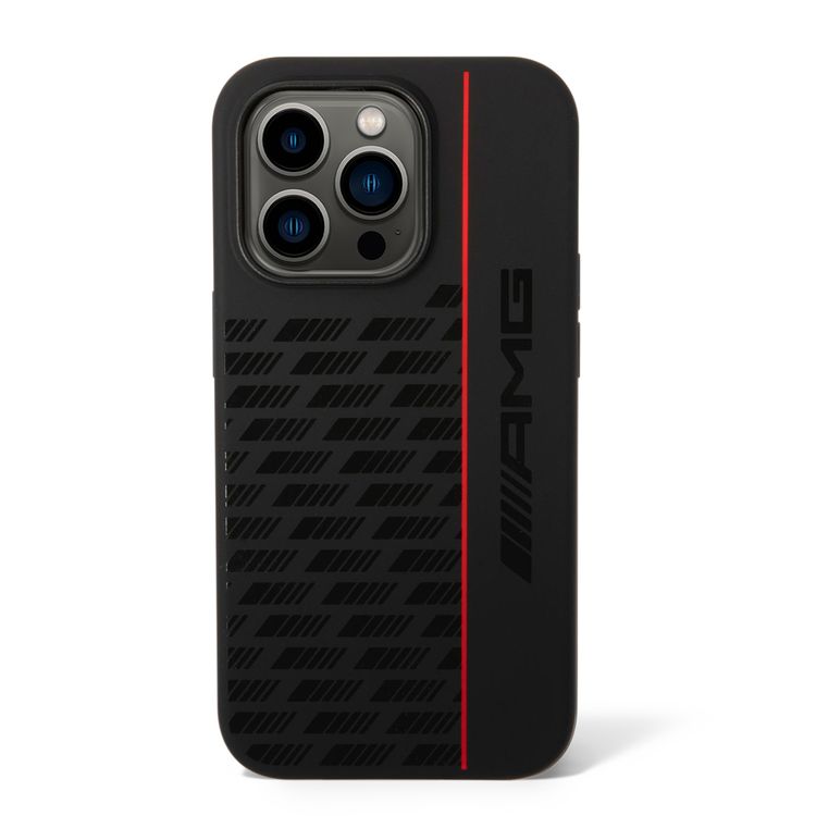 AMG Liquid Silicone Case - Carbon Pattern, Bumper Protection iPhone 14 Pro Compatibility - Black