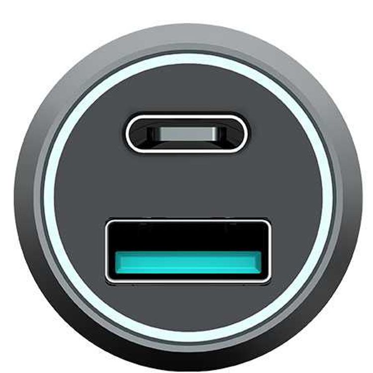 Powerology USB C Car Charger, Aluminum 36W 2 Port Type C PD Fast Charging 18W Power Delivery and Quick Charge 3.0 Compatible with Smartphones