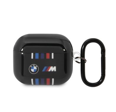 BMW M Collection Airpods Cases TPU Colored Multiple Lines And Logo Printed Glossy Compatible with Airpods 3 - Black