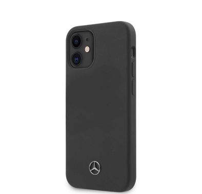 CG MOBILE Mercedes-Benz Liquid Silicone Phone Case with Microfiber Lining Compatible for iPhone 12 Mini (5.4) Officially Licensed - Space Gray