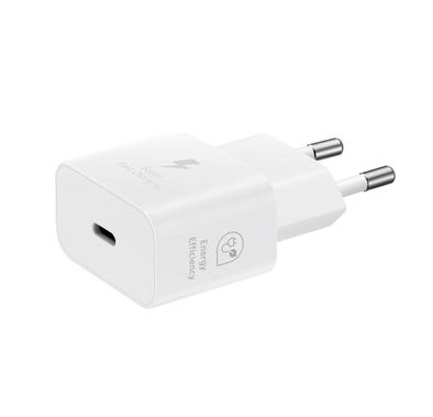 محول السفر سامسونج 25 واط مع كابل USB Type-C إلى Type-C، يدعم الشحن السريع، بطاقة إجمالية 25 واط - أبيض جهد دخل 100-240 فولت، جهد خرج 5 فولت (الأقصى، شحن عادي)، جهد خرج 9 فولت (الأقصى، شحن سريع) PDO