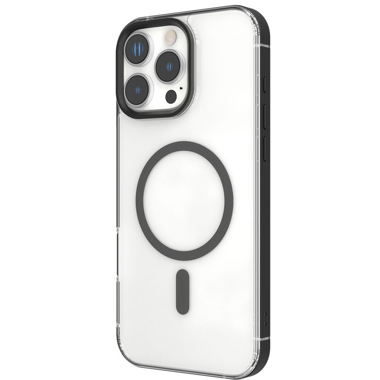 Levelo Claire Magsafe Case with Aluminum Bumper Case for iPhone 16 Pro, Hybrid Case, MagSafe Compatibility - Black