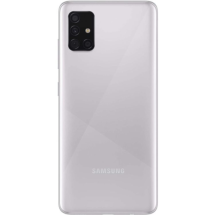 Samsung Galaxy A51 Smartphone Dual SIM 4G LTE 6GB RAM /  128 GB, Ultra High-Resolution Quad Camera, 4K Video, Exynos Chipset, 4000 mAh All Day Battery, LED flash, panorama, HDR Camera - Silver
