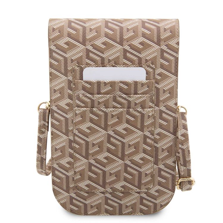 Guess Gcube Stripe Wallet Bag - Brown